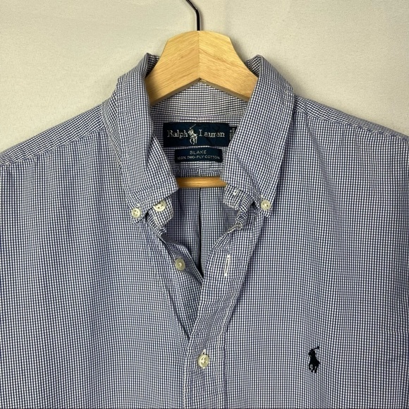 Ralph Lauren Blake Blue & White Gingham Plaid Long Sleeve Button Down L - Picture 3 of 5